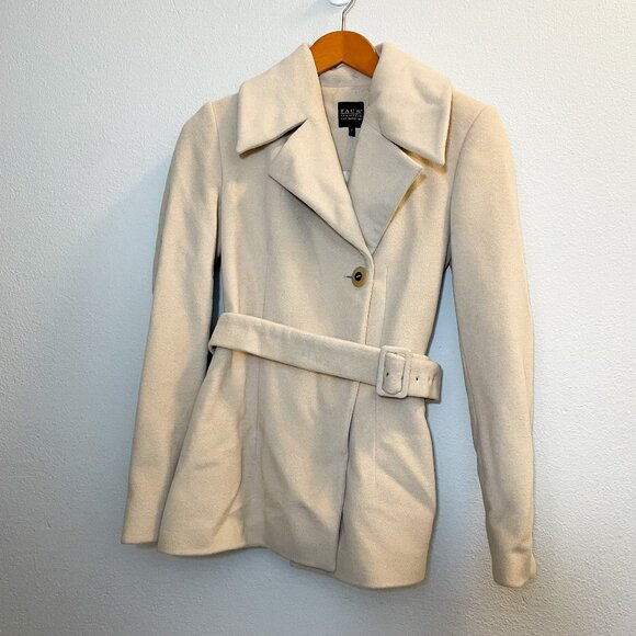 PAUW Amsterdam Angora Wool Belted Minimalist Coat Cream, Sz Small